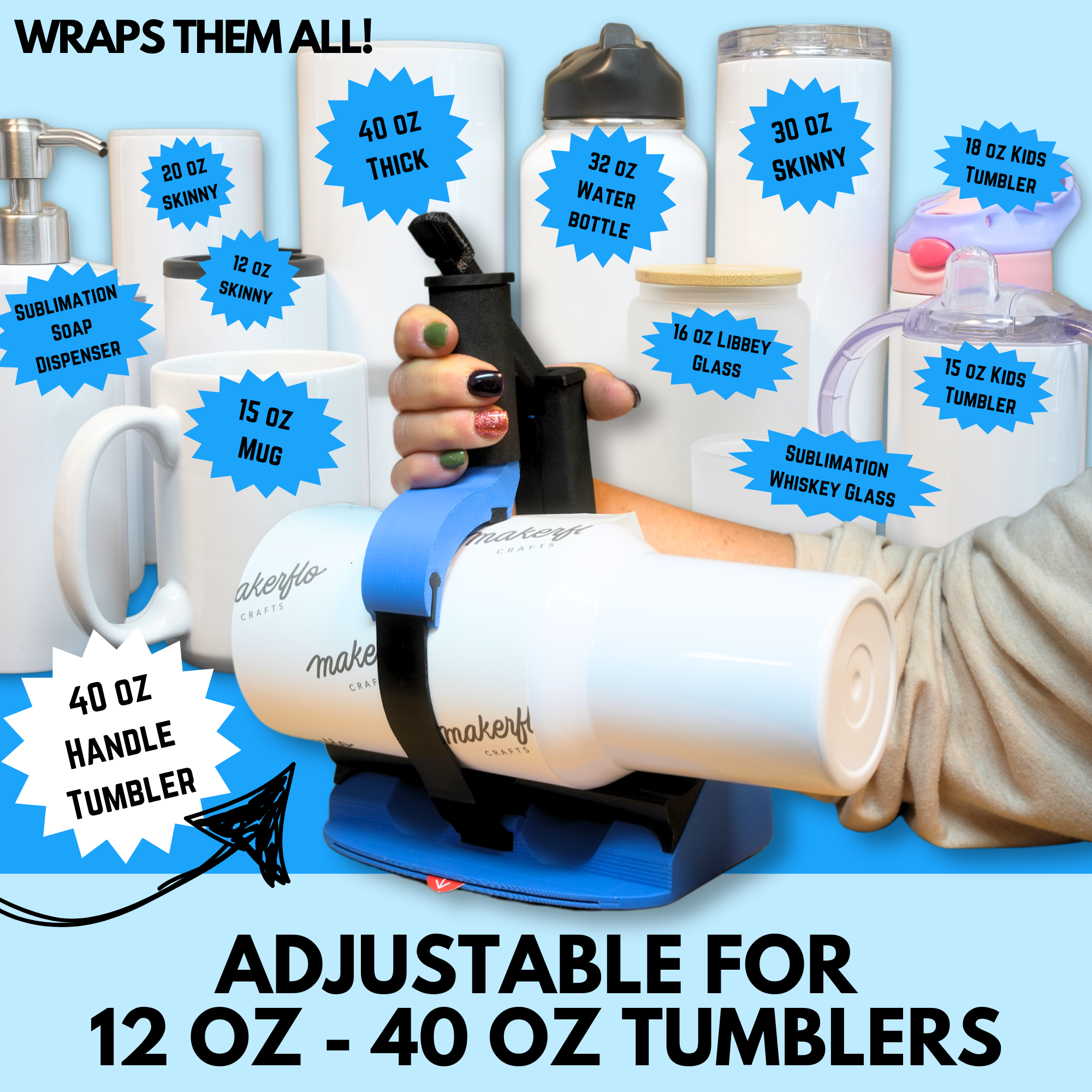 4 Tool Bundle - Trident Tumbler Tool, Pen Sublimation Tool, 20 OZ Pro Wrapper, and Mug Attachment!